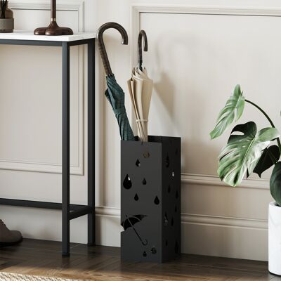 LIIYIELA Paragüero Negro Paragüero De Acero Con 4 Ganchos Y Bandeja De Goteo Extraíble Para Pasillo Entrada 15,5x15,5x41 Cm LIIYIELA Paragüero Negro Paragüero De Acero Con 4 Ganchos Y Bandeja De Goteo Extraíble Para Pasillo Entrada 15,5x15,5x41 Cm