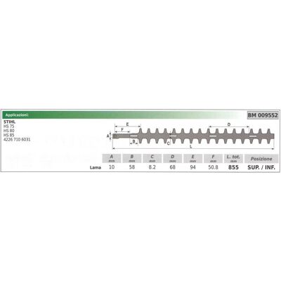 NEWGARDEN Cuchilla Superior / Inferior Stihl Hs 74 75 80 85 009552 NEWGARDEN Cuchilla Superior / Inferior Stihl Hs 74 75 80 85 009552