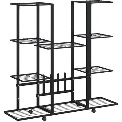 HELLOSHOP26 Macetero Moderno Con Ruedas 94 X 24 X 91 Cm Amplio Espacio Exterior Hierro Negro 020047087 HELLOSHOP26 Macetero Moderno Con Ruedas 94 X 24 X 91 Cm Amplio Espacio Exterior Hierro Negro 020047087