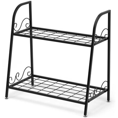 HELLOSHOP26 Estantería Para Plantas De 2 Niveles 63 X 30,5 X 61,5 Cm Estructura Estable Y Versátil Estilo Moderno Hierro Negro 200021086 HELLOSHOP26 Estantería Para Plantas De 2 Niveles 63 X 30,5 X 61,5 Cm Estructura Estable Y Versátil Estilo Moderno Hierro Negro 200021086