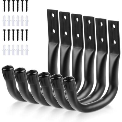 DPZO Juego De 6 Ganchos Para Almacenamiento De Escaleras De Garaje, Ganchos De Pared Para Garaje, Soporte De Bicicleta De Pared Negro, Ganchos De Pared Resistentes, Ganchos En J Para Herramientas De Jardín DPZO Juego De 6 Ganchos Para Almacenamiento De Escaleras De Garaje, Ganchos De Pared Para Garaje, Soporte De Bicicleta De Pared Negro, Ganchos De Pared Resistentes, Ganchos En J Para Herramientas De Jardín