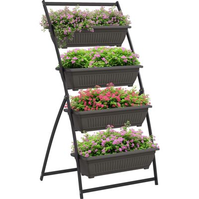 JHY DESIGN Estantería De Acero De 4 Niveles Para Plantas, Soporte Vertical Con 4 Bandejas Y Orificios De Drenaje, 76x79x162cm, Marrón. JHY DESIGN Estantería De Acero De 4 Niveles Para Plantas, Soporte Vertical Con 4 Bandejas Y Orificios De Drenaje, 76x79x162cm, Marrón.