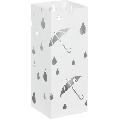 JHY DESIGN Paragüero Metálico Con 4 Ganchos Y Bandeja Recogegotas, 15,5 X 15,5 X 41 Cm, Blanco JHY DESIGN Paragüero Metálico Con 4 Ganchos Y Bandeja Recogegotas, 15,5 X 15,5 X 41 Cm, Blanco