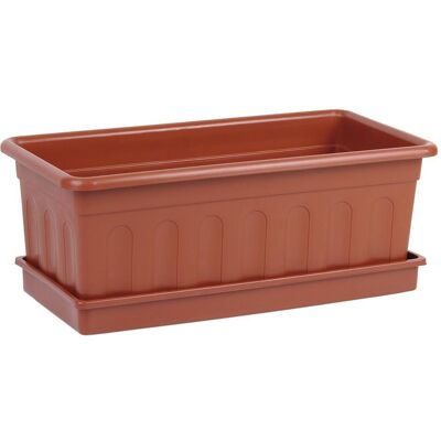 Cofan - Jardinera Marron Modelo Azahar 40 X 20 X 15.5 + Plato 38 X 16.6 Cm Caja 12 Unid. Cofan - Jardinera Marron Modelo Azahar 40 X 20 X 15.5 + Plato 38 X 16.6 Cm Caja 12 Unid.