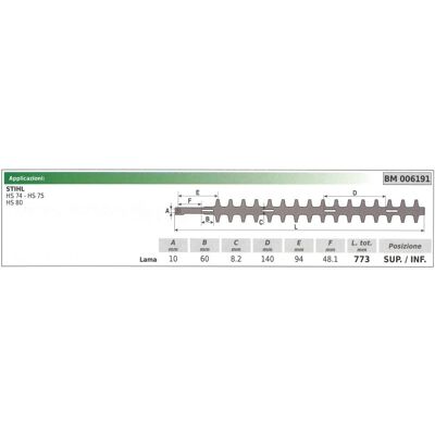 NEWGARDEN Cuchilla Superior/inferior Stihl Cortasetos Hs 74 75 80 006191 NEWGARDEN Cuchilla Superior/inferior Stihl Cortasetos Hs 74 75 80 006191
