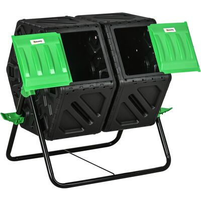 JHY DESIGN Compostador Giratorio De 360° De 130 L, De Acero Y Pp, Color Negro. JHY DESIGN Compostador Giratorio De 360° De 130 L, De Acero Y Pp, Color Negro.
