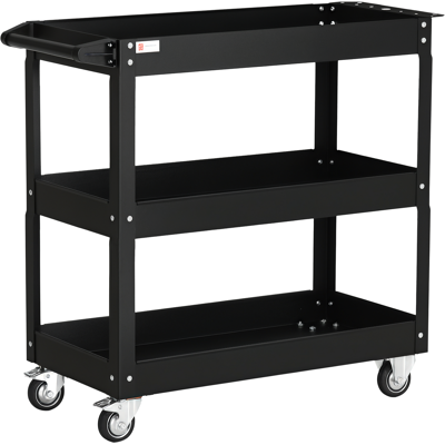 TREETALK Carro De Taller De Acero Con 3 Estantes, Ruedas Y Asa, Carga Máxima 150 Kg, 83 X 35,3 X 76 Cm, Acero Negro. TREETALK Carro De Taller De Acero Con 3 Estantes, Ruedas Y Asa, Carga Máxima 150 Kg, 83 X 35,3 X 76 Cm, Acero Negro.
