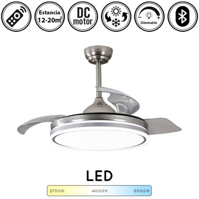 Ventilador de Techo Bilake con Luz - 72W, Silencioso, Moderno, Níquel, Aspas Retráctiles Ventilador de Techo Bilake con Luz - 72W, Silencioso, Moderno, Níquel, Aspas Retráctiles