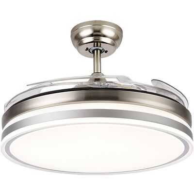 FABRILAMP Ventilador Dc Bayomo Niquel Led Cct Regulable 59w 6980lm 107ø 4 Aspas Retractiles 6vel. Con Mando FABRILAMP Ventilador Dc Bayomo Niquel Led Cct Regulable 59w 6980lm 107ø 4 Aspas Retractiles 6vel. Con Mando