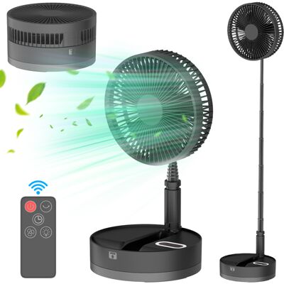 OEM Ventilador De Pedestal Oscilante Con Batería De 10.800 Mah, Luz Nocturna Led, Control Remoto, 4 Velocidades (23 Cm) OEM Ventilador De Pedestal Oscilante Con Batería De 10.800 Mah, Luz Nocturna Led, Control Remoto, 4 Velocidades (23 Cm)