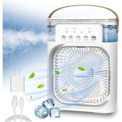 OEM Mini Enfriador De Aire Portátil, Ventilador De Aire Acondicionado Evaporativo Con 7 Luces Led, Temporizador De 1 A 3 Horas, 3 Velocidades Y Modos OEM Mini Enfriador De Aire Portátil, Ventilador De Aire Acondicionado Evaporativo Con 7 Luces Led, Temporizador De 1 A 3 Horas, 3 Velocidades Y Modos