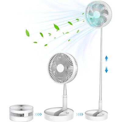 Coocheer - Ventilador De Mesa Plegable, Portátil, Retráctil Y Recargable Por Usb, 4 Velocidades, Silencioso, 7200 Mah (blanco) Coocheer - Ventilador De Mesa Plegable, Portátil, Retráctil Y Recargable Por Usb, 4 Velocidades, Silencioso, 7200 Mah (blanco)