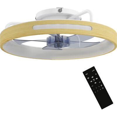 Homcom Ventilador De Techo Con Luz Led 40 W, Motor Dc Reversible, Mando A Distancia, 6 Velocidades, 3 Colores, Temporizador, Ø49 Cm, Natural Homcom Ventilador De Techo Con Luz Led 40 W, Motor Dc Reversible, Mando A Distancia, 6 Velocidades, 3 Colores, Temporizador, Ø49 Cm, Natural