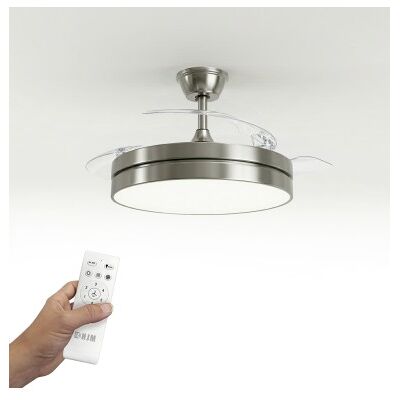 Hjm Vt154 Ventilador De Techo Con Luz, Motor Dc Silencioso, 106 Cm, Aspas Retráctiles, Plata Hjm Vt154 Ventilador De Techo Con Luz, Motor Dc Silencioso, 106 Cm, Aspas Retráctiles, Plata