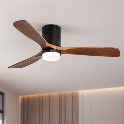MODFU Ventilador De Techo De 132 Cm Con Led De 18 W, Motor Cc Reversible Silencioso De 6 Velocidades, Acabado En Metal Negro Y Madera. MODFU Ventilador De Techo De 132 Cm Con Led De 18 W, Motor Cc Reversible Silencioso De 6 Velocidades, Acabado En Metal Negro Y Madera.