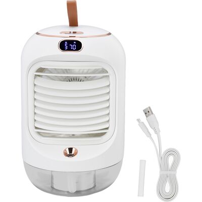 OEM Mini Aire Acondicionado Humidificador Aromather De 3 Velocidades, 5 Aspas, Carga Usb, Luz Nocturna, Ventilador De Refrigeración Por Agua, Color Blanco. OEM Mini Aire Acondicionado Humidificador Aromather De 3 Velocidades, 5 Aspas, Carga Usb, Luz Nocturna, Ventilador De Refrigeración Por Agua, Color Blanco.