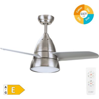 Ventilador de Techo Níquel Kidau con Luz y Mando a Distancia Ventilador de Techo Níquel Kidau con Luz y Mando a Distancia
