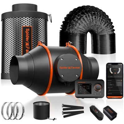 2025 Spider Farmer Ventilador En Línea De 10 Cm Y 205 Cfm, Extractor De Aire, Filtro De Carbón Y Kits De Conductos Con Kits De Control Ggs 2025 Spider Farmer Ventilador En Línea De 10 Cm Y 205 Cfm, Extractor De Aire, Filtro De Carbón Y Kits De Conductos Con Kits De Control Ggs