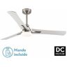 FABRILAMP Ventilador de Techo dc Coro 22W Níquel 3 Aspas Blanco Haya