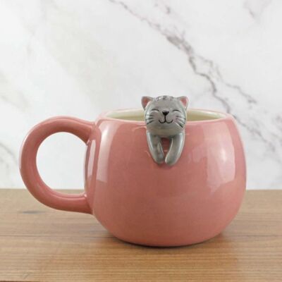 Mags Taza Salmón con Gato - Cerámica Mags Taza Salmón con Gato - Cerámica