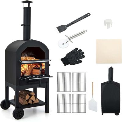 HELLOSHOP26 Horno De Pizza Móvil 49,4 X 37 X 165 Cm Multifuncional Y Portátil Diseño De Hierro Negro 200020654 HELLOSHOP26 Horno De Pizza Móvil 49,4 X 37 X 165 Cm Multifuncional Y Portátil Diseño De Hierro Negro 200020654