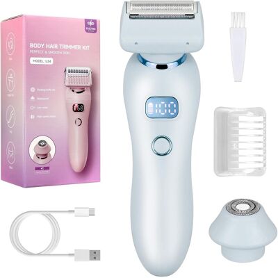 JALLERIA Afeitadora Eléctrica 2 En 1 Impermeable Para Mujer Con Pantalla Led, Uso En Seco Y Húmedo, Depilación Indolora Para Rostro, Piernas, Axilas, Línea Del Bikini Y Vello Púbico, Recargable Por Usb-c, Colo JALLERIA Afeitadora Eléctrica 2 En 1 Impermeable Para Mujer Con Pantalla Led, Uso En Seco Y Húmedo, Depilación Indolora Para Rostro, Piernas, Axilas, Línea Del Bikini Y Vello Púbico, Recargable Por Usb-c, Colo