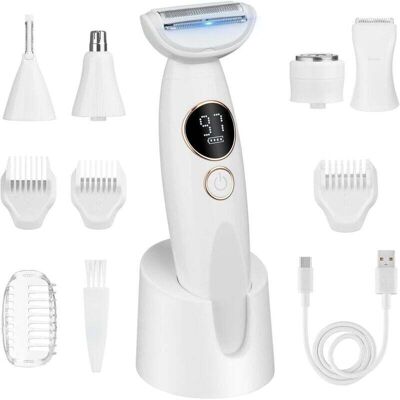 DPZO Afeitadora Eléctrica 5 En 1 Para Mujer Con Recortadora De Bikini, Resistente Al Agua Con Certificación Ipx7, Incluye Estación De Carga Usb, Apta Para Rostro, Cuerpo, Cejas Y Zona Del Bikini. DPZO Afeitadora Eléctrica 5 En 1 Para Mujer Con Recortadora De Bikini, Resistente Al Agua Con Certificación Ipx7, Incluye Estación De Carga Usb, Apta Para Rostro, Cuerpo, Cejas Y Zona Del Bikini.