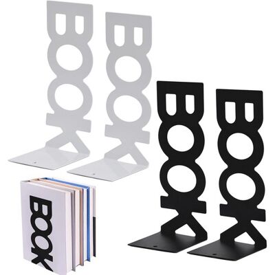 OEM Juego De Sujetalibros - 4 Sujetalibros De Metal En Blanco Y Negro Para Libros, Dvd Y Cd OEM Juego De Sujetalibros - 4 Sujetalibros De Metal En Blanco Y Negro Para Libros, Dvd Y Cd