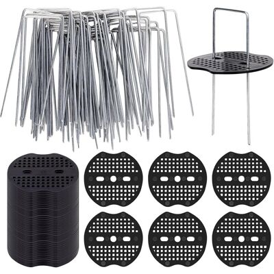 OEM Paquete De 50 Estacas + 50 Discos, De Acero Inoxidable, En Forma De U, Para Películas, Césped, Cercas Y Telas Antihierbas. OEM Paquete De 50 Estacas + 50 Discos, De Acero Inoxidable, En Forma De U, Para Películas, Césped, Cercas Y Telas Antihierbas.