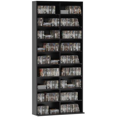 LIIYIELA Unidad De Almacenamiento De Cd Y Dvd Con 18 Compartimentos, Capacidad Máxima De 640 Cd/360 Dvd/430 Blu-ray, 78,5 X 24 X 175 Cm, Color Negro. LIIYIELA Unidad De Almacenamiento De Cd Y Dvd Con 18 Compartimentos, Capacidad Máxima De 640 Cd/360 Dvd/430 Blu-ray, 78,5 X 24 X 175 Cm, Color Negro.