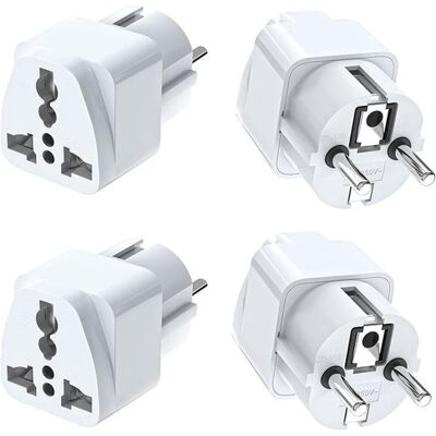OEM Adaptador De Enchufe Universal De Viaje De 4 Piezas Para Europa, Ee. Uu., Reino Unido Y Más - Blanco OEM Adaptador De Enchufe Universal De Viaje De 4 Piezas Para Europa, Ee. Uu., Reino Unido Y Más - Blanco