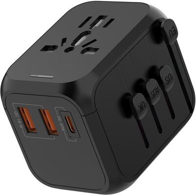 OEM Adaptador De Viaje Universal Mundial Con Pd20w, 2 Puertos Usb, 1 Puerto Usb-c Y 1 Toma De Ca, Adaptador De Enchufe Internacional, Para Alemania, Ee. Uu., Reino Unido, El OEM Adaptador De Viaje Universal Mundial Con Pd20w, 2 Puertos Usb, 1 Puerto Usb-c Y 1 Toma De Ca, Adaptador De Enchufe Internacional, Para Alemania, Ee. Uu., Reino Unido, El