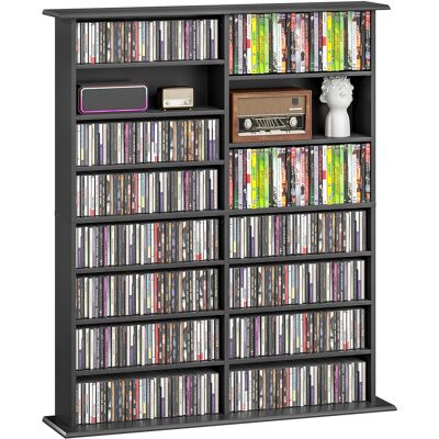 LIIYIELA Mueble De Almacenamiento Para Cd Y Dvd Con 16 Compartimentos Y 12 Estantes Ajustables, Capacidad Máxima De 720 Cd/396 Dvd Y Blu-ray, Color Negro. LIIYIELA Mueble De Almacenamiento Para Cd Y Dvd Con 16 Compartimentos Y 12 Estantes Ajustables, Capacidad Máxima De 720 Cd/396 Dvd Y Blu-ray, Color Negro.