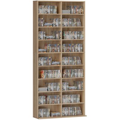 LIIYIELA Mueble Para Cd Y Dvd Con 18 Compartimentos, Capacidad Máxima De 640 Cd/360 Dvd/430 Blu-ray, 78,5 X 24 X 175 Cm, Madera Natural. LIIYIELA Mueble Para Cd Y Dvd Con 18 Compartimentos, Capacidad Máxima De 640 Cd/360 Dvd/430 Blu-ray, 78,5 X 24 X 175 Cm, Madera Natural.