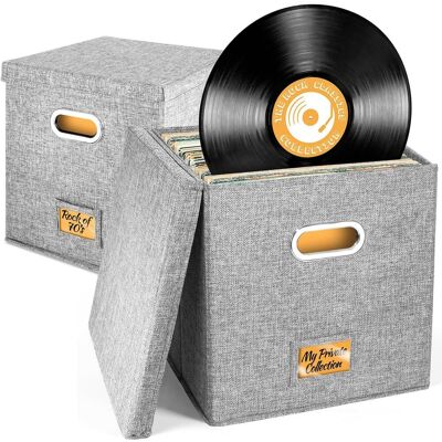 TIGREZY Juego De 2 Cajas Para Guardar Discos De Vinilo (33 Cm), Cajas Plegables Para Lp, Organizador Para Álbumes, Cds, Pasaportes, Revistas Y Archivos — Negro TIGREZY Juego De 2 Cajas Para Guardar Discos De Vinilo (33 Cm), Cajas Plegables Para Lp, Organizador Para Álbumes, Cds, Pasaportes, Revistas Y Archivos — Negro