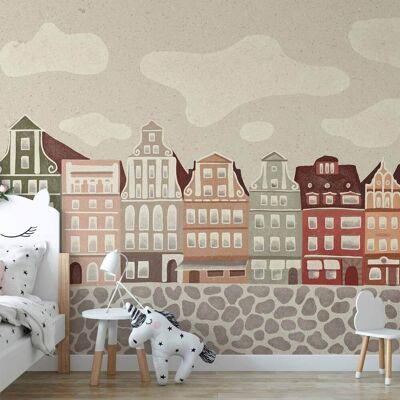 OEM Fotomural - Plaza Solny - Coloridas Casas Ilustradas Contra El Cielo Con Nubes / Fachadas Coloridas - Casas Históricas En Wrocław Contra El Cielo Y Una Calle Empedrada OEM Fotomural - Plaza Solny - Coloridas Casas Ilustradas Contra El Cielo Con Nubes / Fachadas Coloridas - Casas Históricas En Wrocław Contra El Cielo Y Una Calle Empedrada