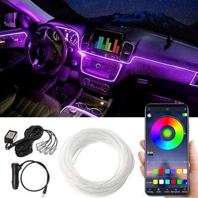 Ahlsen - Luces Interiores Para Coche, Tiras De Luces Led Para Coche, Control Por Aplicación Bluetooth, Kits De Iluminación Ambiental Con Sincronización Musical Multicolor. Ahlsen - Luces Interiores Para Coche, Tiras De Luces Led Para Coche, Control Por Aplicación Bluetooth, Kits De Iluminación Ambiental Con Sincronización Musical Multicolor.