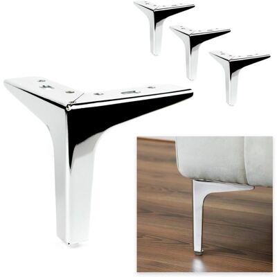 JUSCH Modelo Set De 4 Patas + 16 Tornillos, Altura 13 Cm, Patas Para Sofás, Muebles, Armarios, Sillones, Patas Metálicas Para Muebles, Diseño, Moderno Y Elegante - Cromo Brillo JUSCH Modelo Set De 4 Patas + 16 Tornillos, Altura 13 Cm, Patas Para Sofás, Muebles, Armarios, Sillones, Patas Metálicas Para Muebles, Diseño, Moderno Y Elegante - Cromo Brillo