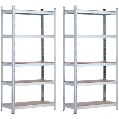 Pack 2 Estanterías Modulares Metálicas Con 5 Baldas 875kg 90x40x180cm Thinia Home Pack 2 Estanterías Modulares Metálicas Con 5 Baldas 875kg 90x40x180cm Thinia Home