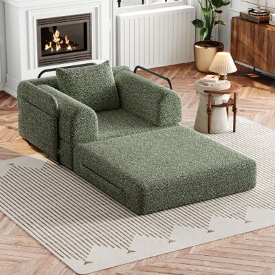 FRIXOVEL Sofá Cama 2 En 1 De Chenilla Con Espacio De Almacenamiento En Los Reposabrazos, Tres Estructuras Metálicas, Fácil De Montar, Múltiples Configuraciones. FRIXOVEL Sofá Cama 2 En 1 De Chenilla Con Espacio De Almacenamiento En Los Reposabrazos, Tres Estructuras Metálicas, Fácil De Montar, Múltiples Configuraciones.