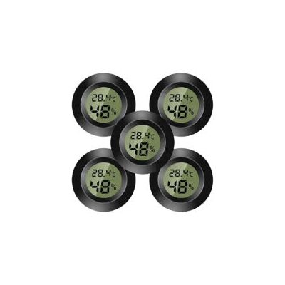 OEM Juego De 5 Mini Termómetros Digitales - Monitor De Temperatura Y Humedad - Higrómetro - Para Viveros, Incubadoras De Guitarras, Reptiles, Invernaderos De Coches - Negro - Crezuo OEM Juego De 5 Mini Termómetros Digitales - Monitor De Temperatura Y Humedad - Higrómetro - Para Viveros, Incubadoras De Guitarras, Reptiles, Invernaderos De Coches - Negro - Crezuo