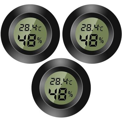 OEM Juego De 3 Mini Termómetros Digitales - Monitor De Temperatura Y Humedad - Higrómetro - Para Viveros, Incubadoras De Guitarras, Reptiles, Invernaderos De Coches - Negro - Crezuo OEM Juego De 3 Mini Termómetros Digitales - Monitor De Temperatura Y Humedad - Higrómetro - Para Viveros, Incubadoras De Guitarras, Reptiles, Invernaderos De Coches - Negro - Crezuo
