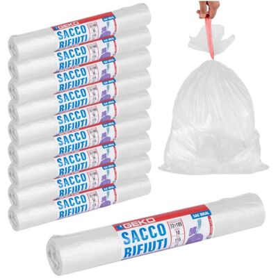 TRADE SHOP TRAESIO Trade Shop - 10 Rollos De Bolsas Para Sobres De Basura 115lt 72x105 Con Cierre De Correa Blanca 100unds - TRADE SHOP TRAESIO Trade Shop - 10 Rollos De Bolsas Para Sobres De Basura 115lt 72x105 Con Cierre De Correa Blanca 100unds -