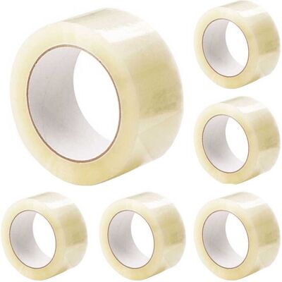TRADE SHOP TRAESIO Trade Shop - Set 6 Cintas Adhesivas De 50 Mm X 66 Mt Con Etiqueta De Cinta De Embalaje Transparente - TRADE SHOP TRAESIO Trade Shop - Set 6 Cintas Adhesivas De 50 Mm X 66 Mt Con Etiqueta De Cinta De Embalaje Transparente -