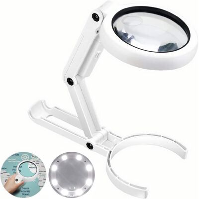 JUSCH Lupa De Mano Iluminada Con Soporte, Lupa De Sobremesa Con Soporte Plegable, Lupa De Lectura, Lupa De Sobremesa JUSCH Lupa De Mano Iluminada Con Soporte, Lupa De Sobremesa Con Soporte Plegable, Lupa De Lectura, Lupa De Sobremesa