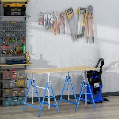 PZCC Juego De 2 Caballetes De Trabajo, Capacidad De Carga De Hasta 200 Kg, Caballete Plegable, Altura Ajustable De 80 A 130 Cm, Caballete De Andamio De Acero, Caballete Plegable, Caballete De Soporte, Azul PZCC Juego De 2 Caballetes De Trabajo, Capacidad De Carga De Hasta 200 Kg, Caballete Plegable, Altura Ajustable De 80 A 130 Cm, Caballete De Andamio De Acero, Caballete Plegable, Caballete De Soporte, Azul