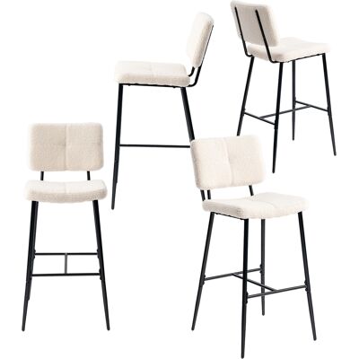 Meubles Cosy Pomona Bar Set 4 Sgabelli Da Bar Scandinavi Con Schienale, Rivestimento In Tessuto Bouclé Beige Meubles Cosy Pomona Bar Set 4 Sgabelli Da Bar Scandinavi Con Schienale, Rivestimento In Tessuto Bouclé Beige
