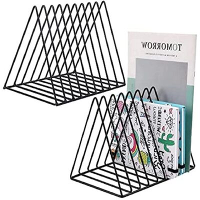 FORIOUS Soporte Triangular Para Periódicos Y Revistas, Sujetalibros De Escritorio De Hierro Forjado, Organizador De Archivos De Oficina (juego De 2) FORIOUS Soporte Triangular Para Periódicos Y Revistas, Sujetalibros De Escritorio De Hierro Forjado, Organizador De Archivos De Oficina (juego De 2)