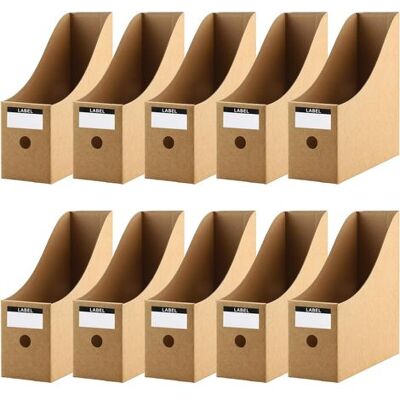 OEM 10 Revisteros De Papel Kraft, Resistentes Portadocumentos De Cartón Con Etiquetas Y 10 Compartimentos, Revistero De Oficina Para Un Fácil Almacenamiento De Libros Y Revistas. OEM 10 Revisteros De Papel Kraft, Resistentes Portadocumentos De Cartón Con Etiquetas Y 10 Compartimentos, Revistero De Oficina Para Un Fácil Almacenamiento De Libros Y Revistas.