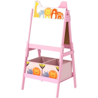 KELLANY Caballetes Para Niños 2 En 1 Con Pizarra Blanca, Pizarra De Tiza, Cajas De Almacenamiento, Para Niños De 3 A 8 Años, Rosa KELLANY Caballetes Para Niños 2 En 1 Con Pizarra Blanca, Pizarra De Tiza, Cajas De Almacenamiento, Para Niños De 3 A 8 Años, Rosa